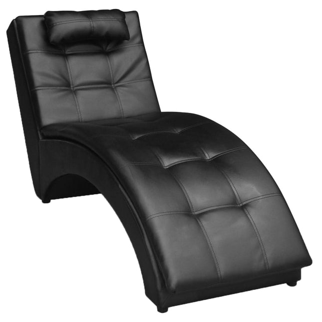 Sedia a Sdraio con Cuscino Nera in Similpelle