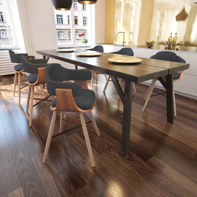 Sedie da Pranzo 6 pz Grigio Scuro in Legno Piegato e Tessuto