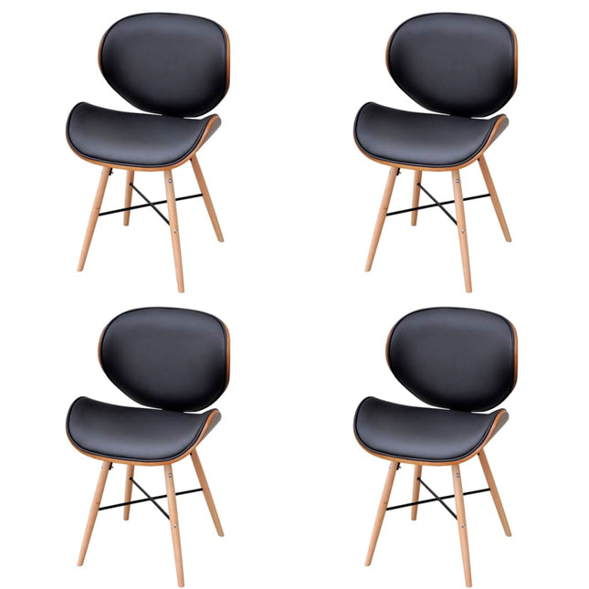 Sedie da Pranzo 4 pz in Legno Curvato e Similpelle
