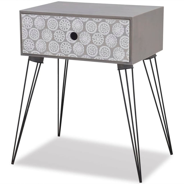 Comodino con 1 Cassetto Rettangolare Grigio