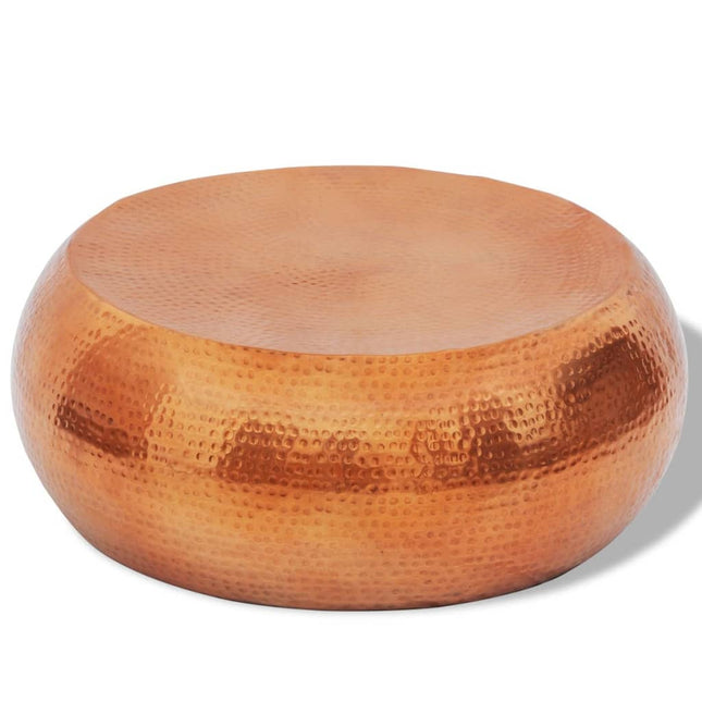 Tavolino da Salotto in Alluminio Battuto Colore Ottone/Rame