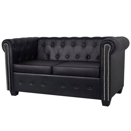 Divani Chesterfield a 2 Posti e a 3 Posti in Similpelle Nero