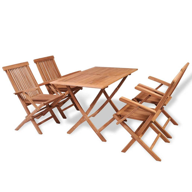 Set da Pranzo da Esterno Pieghevole 5 pz Legno Massello di Teak