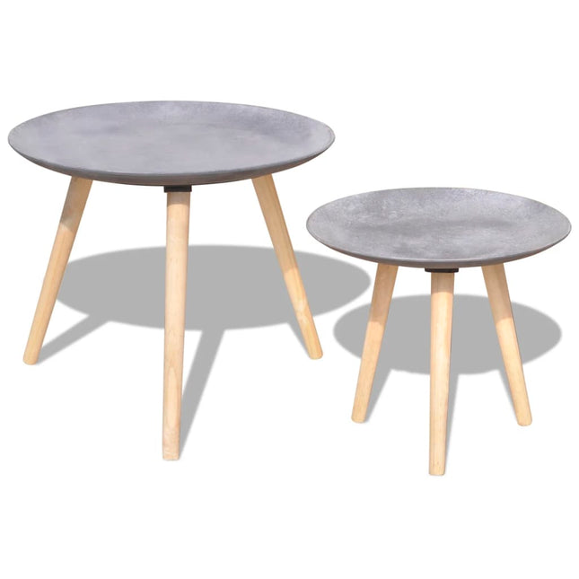 Set Tavolini Servizio e Salotto 2pz 55cm e 44cm Grigio Cemento