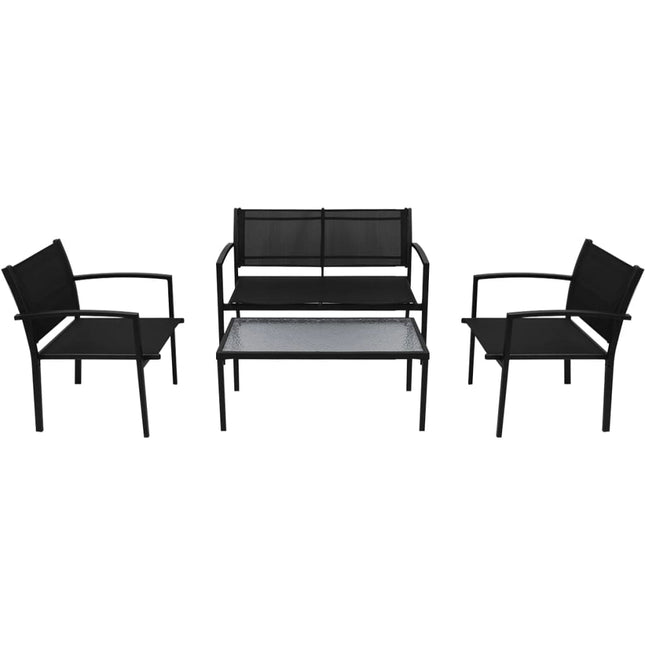 Set da Pranzo da Giardino 4 pz in Textilene Nero