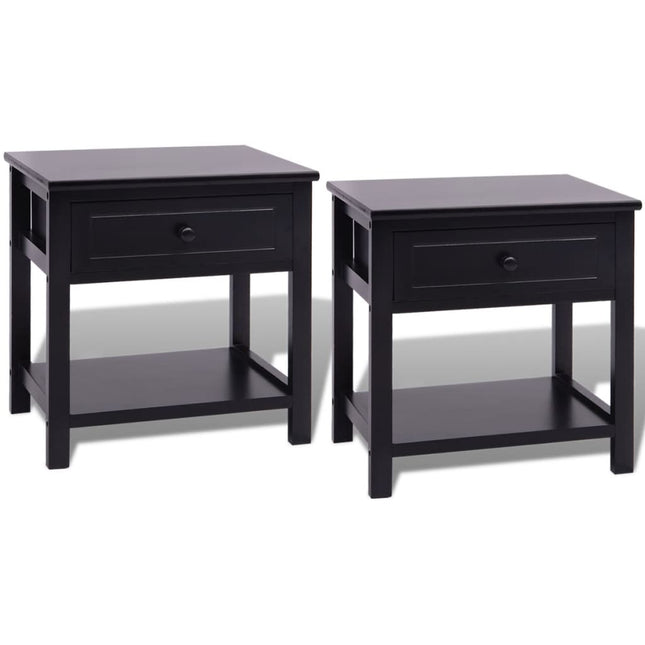 Comodini 2 pz in Legno Neri