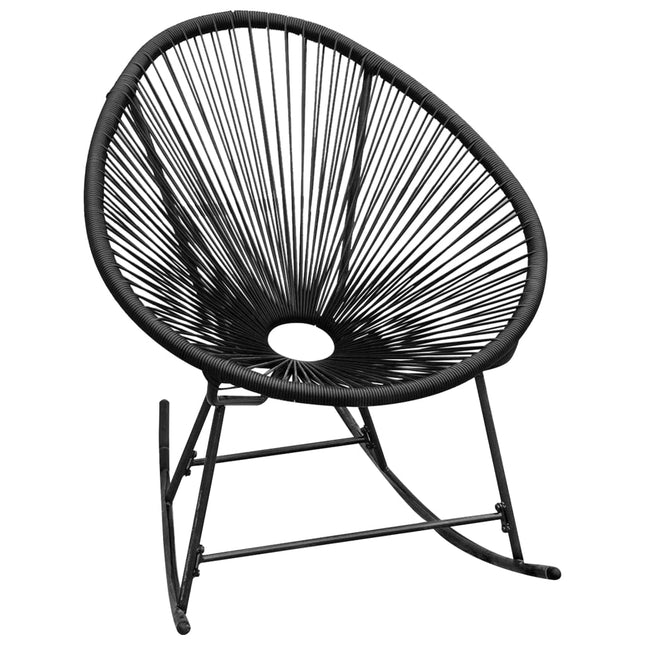Sedia a Dondolo da Esterno Nera in Polyrattan