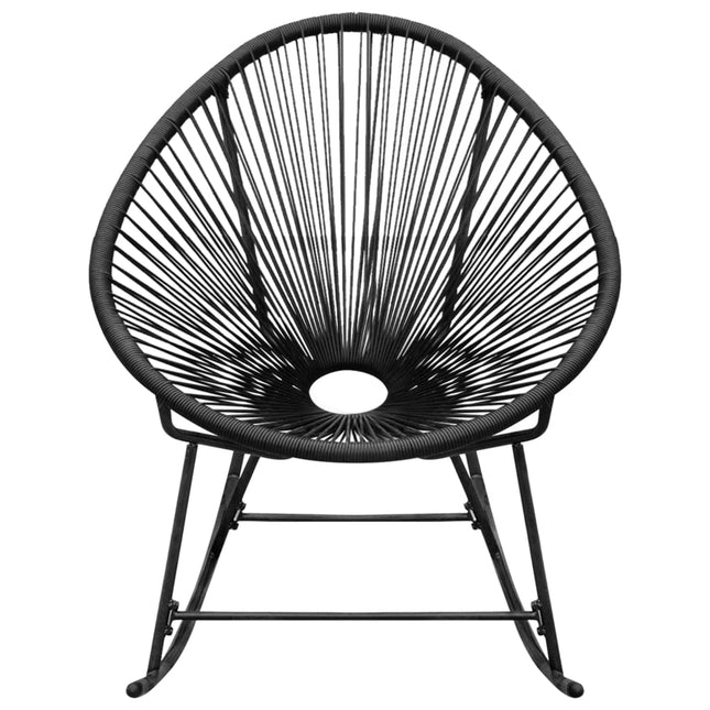 Sedia a Dondolo da Esterno Nera in Polyrattan