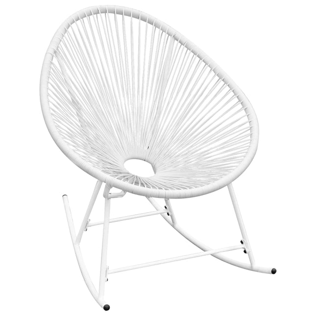 Sedia a Dondolo da Esterno Bianca in Polyrattan