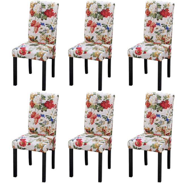 Sedie da Pranzo 6 pz in Tessuto Multicolore