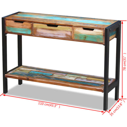 Credenza con 3 Cassetti in Legno Massello Anticato