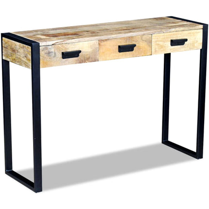 Consolle con 3 Cassetti in Legno Massello di Mango 110x35x78 cm