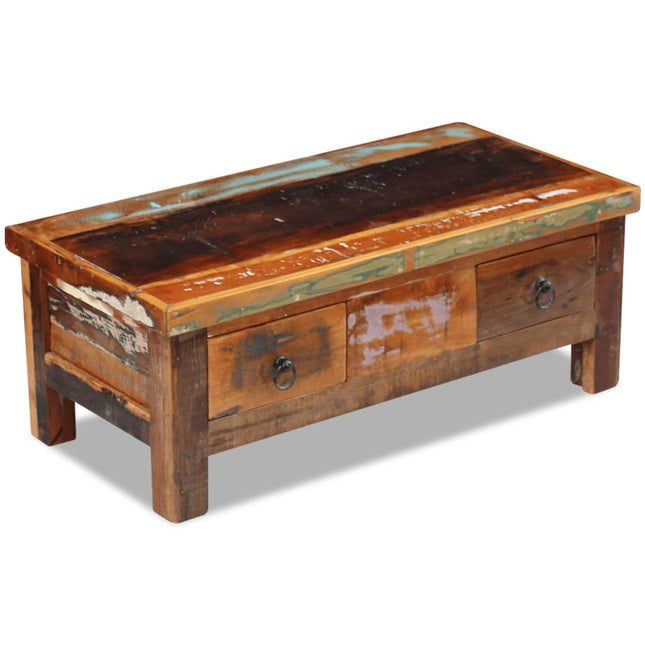 Tavolino da CaffÃ¨ con Cassetti in Legno Recuperato 90x45x35 cm