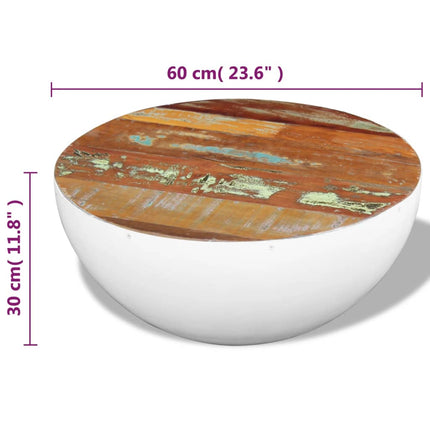 Tavolino da Salotto Forma di Coppa Legno di Recupero 60x60x30cm