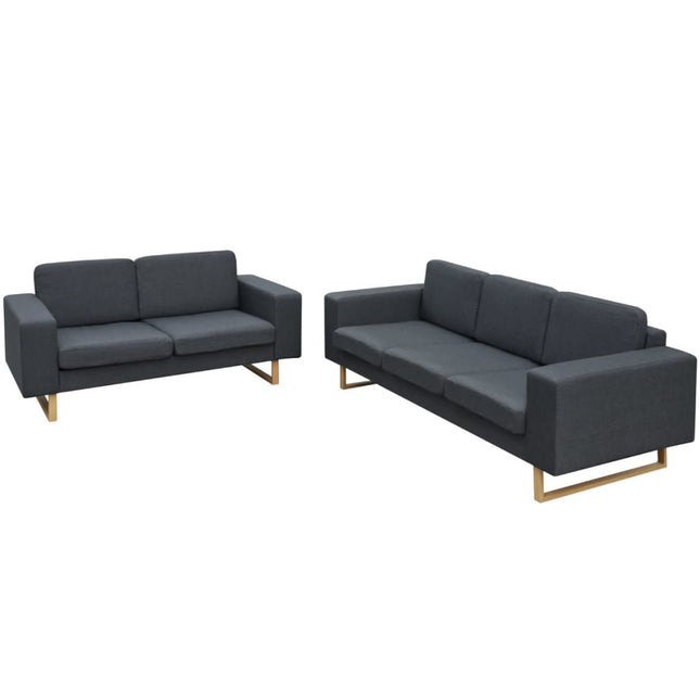 Set Divani a 2 posti e 3 Posti Grigio Scuro