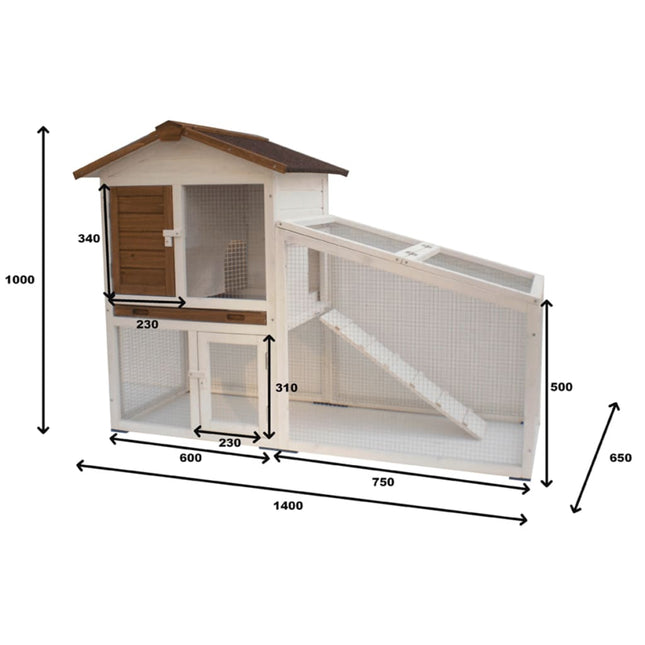 @Pet Conigliera Tommy Bianca e Marrone 140x65x100 cm 20072