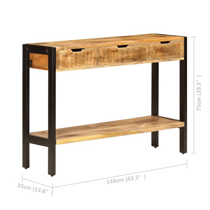 Credenza con 3 Cassetti 110x35x75 cm Legno Massello di Mango