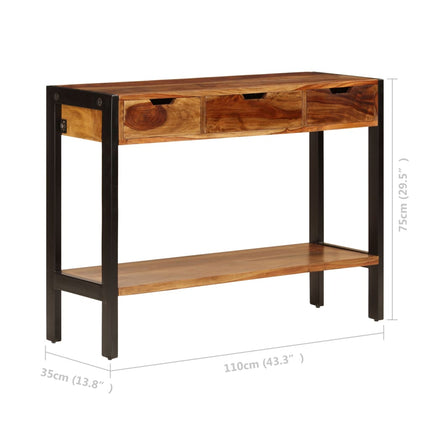 Credenza con 3 Cassetti 110x35x75 cm Legno Massello di Sheesham