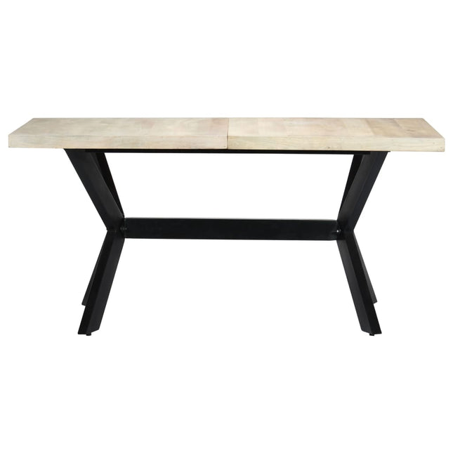 Tavolo da Pranzo Bianco 160x80x75 cm in Legno Massello di Mango