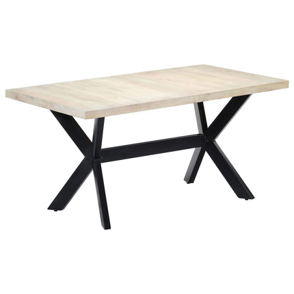 Tavolo da Pranzo Bianco 160x80x75 cm in Legno Massello di Mango