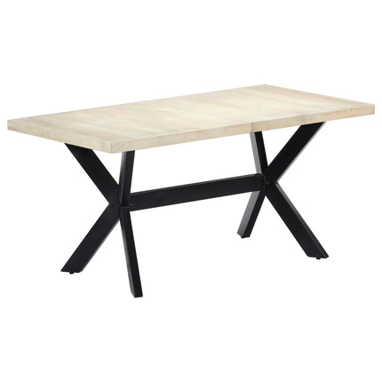 Tavolo da Pranzo Bianco 160x80x75 cm in Legno Massello di Mango
