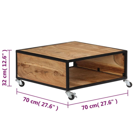 Tavolino da Salotto 70x70x32 cm in Legno Massello d'Acacia