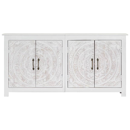 Credenza Artigianale Bianca 140x30x70 cm Legno Massello Acacia