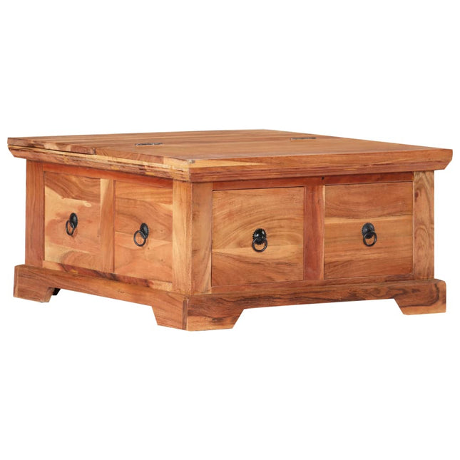 Tavolino da Salotto 66x70x35 cm in Legno Massello di Acacia