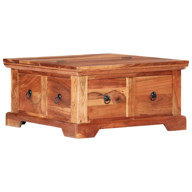 Tavolino da Salotto 66x70x35 cm in Legno Massello di Acacia