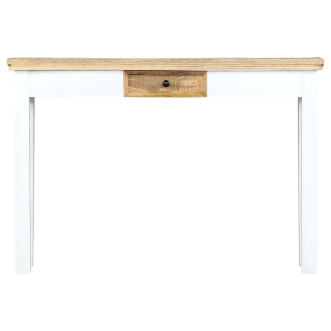 Tavolo Consolle Bianco e Marrone 110x35x75 cm Massello di Mango
