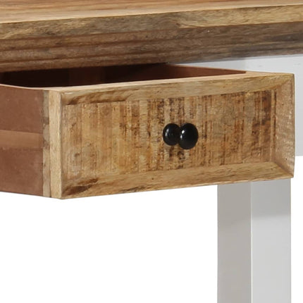 Tavolo Consolle Bianco e Marrone 110x35x75 cm Massello di Mango