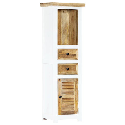 Credenza Bianca e Marrone 40x30x128 cm in Legno di Mango Grezzo