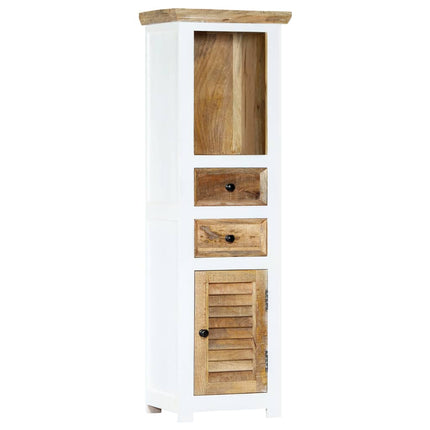 Credenza Bianca e Marrone 40x30x128 cm in Legno di Mango Grezzo