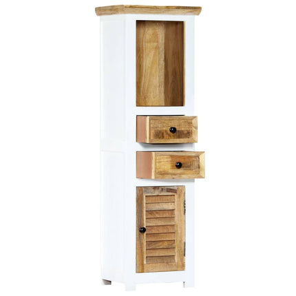 Credenza Bianca e Marrone 40x30x128 cm in Legno di Mango Grezzo