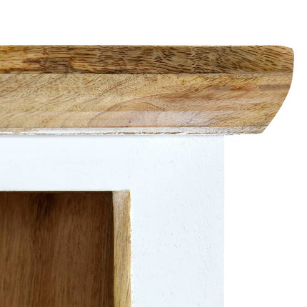 Credenza Bianca e Marrone 40x30x128 cm in Legno di Mango Grezzo
