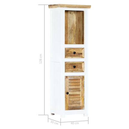 Credenza Bianca e Marrone 40x30x128 cm in Legno di Mango Grezzo