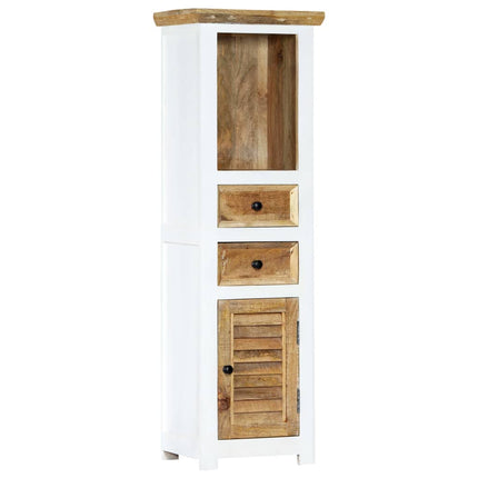 Credenza Bianca e Marrone 40x30x128 cm in Legno di Mango Grezzo