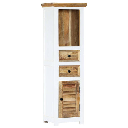 Credenza Bianca e Marrone 40x30x128 cm in Legno di Mango Grezzo