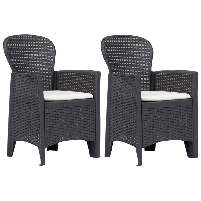 Sedie da Giardino 2 pz con Cuscini in Plastica Marrone Rattan