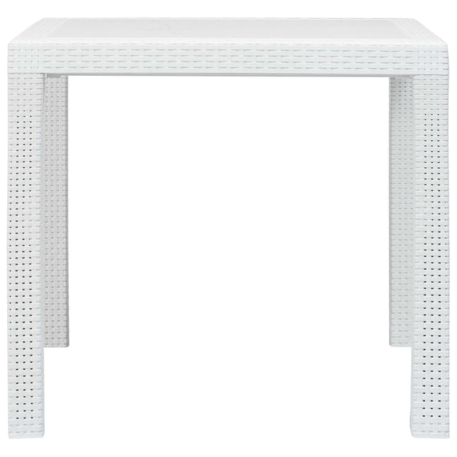 Tavolo da Giardino Bianco 79x79x72 cm in Plastica Stile Rattan