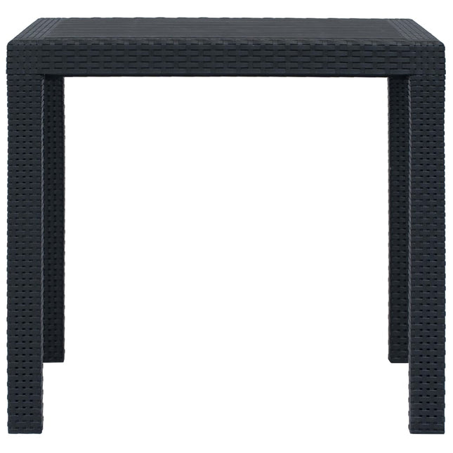 Tavolo da Giardino Antracite 79x79x72 cm Plastica Stile Rattan