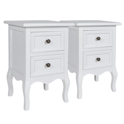 Set Comodini con 2 Cassetti 4 pz in MDF Bianchi