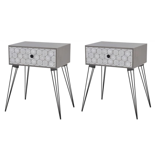 Comodini con Cassetti 2 pz Grigio