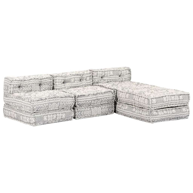 Pouf Modulare a 3 Posti Grigio Chiaro in Tessuto