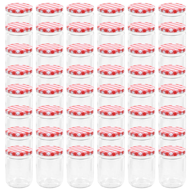 Vaso Marmellata in Vetro Coperchio Bianco e Rosso 48 pz 230 ml