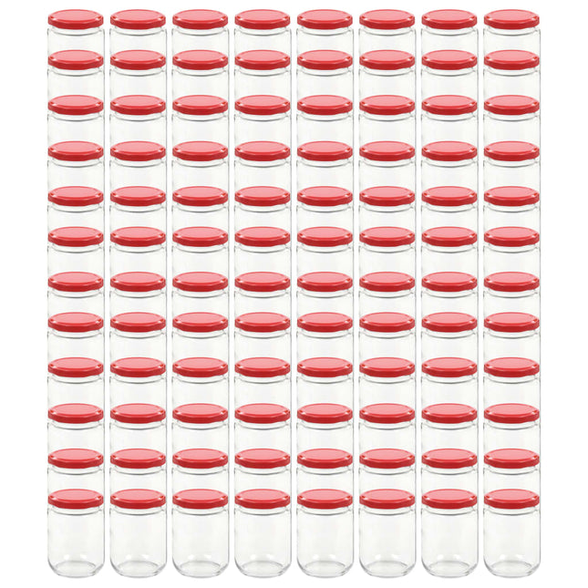 Vasi per Marmellata in Vetro Coperchio Rosso 96 pz 230 ml