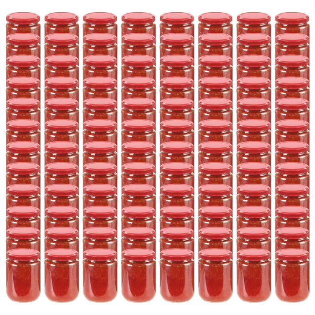 Vasi per Marmellata in Vetro Coperchio Rosso 96 pz 230 ml