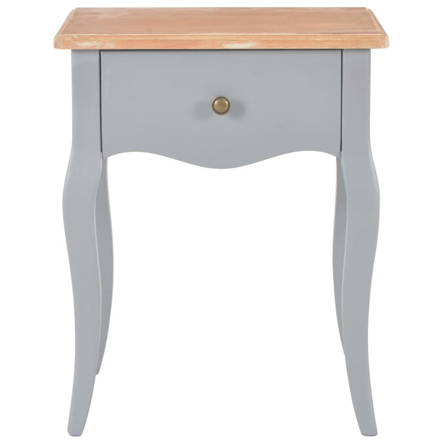 Comodino Grigio e Marrone 40x30x50 cm in Legno Massello di Pino