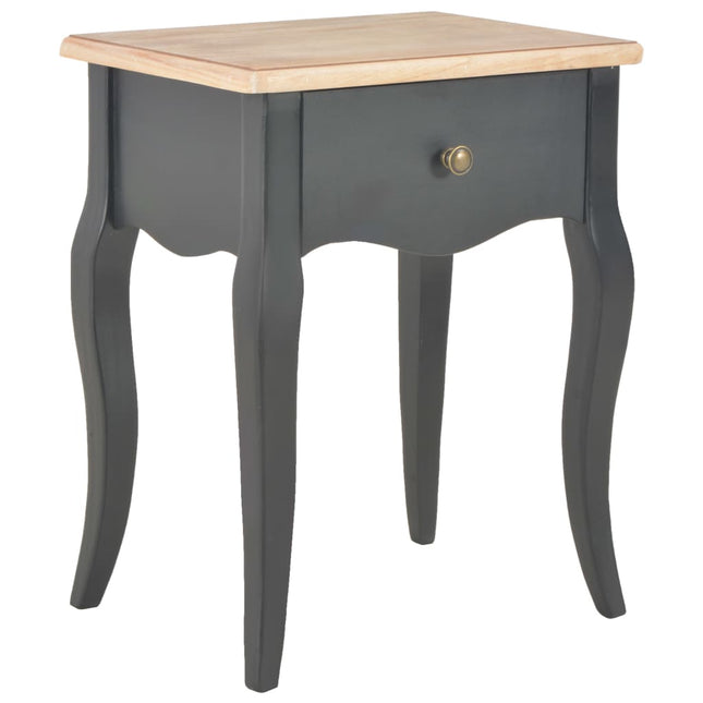 Comodino Nero e Marrone 40x30x50 cm in Legno Massello di Pino