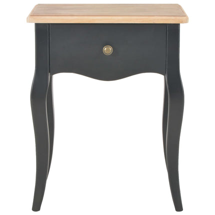 Comodino Nero e Marrone 40x30x50 cm in Legno Massello di Pino